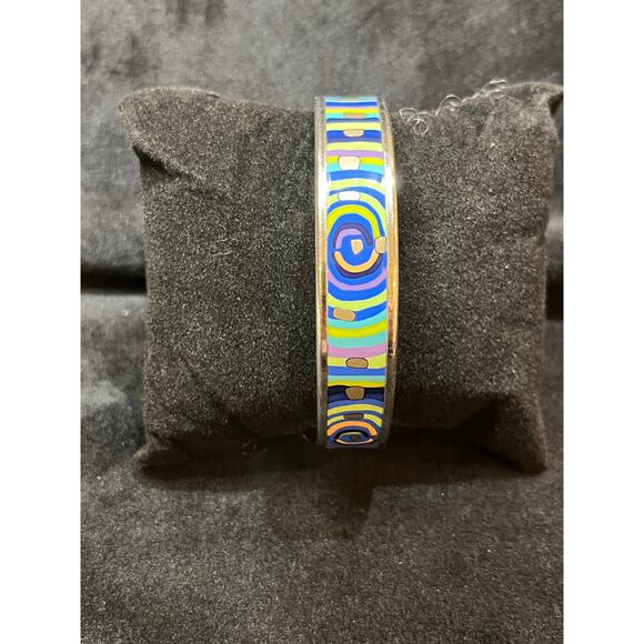 Frey Wille Bordered Bangle Miss Bracelet  Blue, green, pink, yellow swirl design - Picture 1 of 6